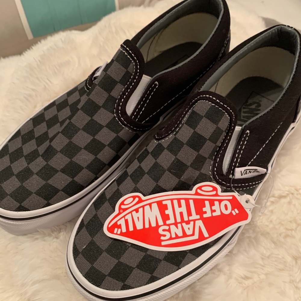 Kids Grey & Black checkered Vans